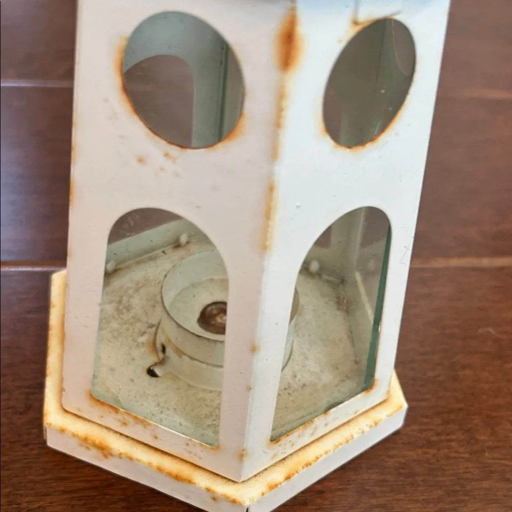 Rustic White Metal Lantern